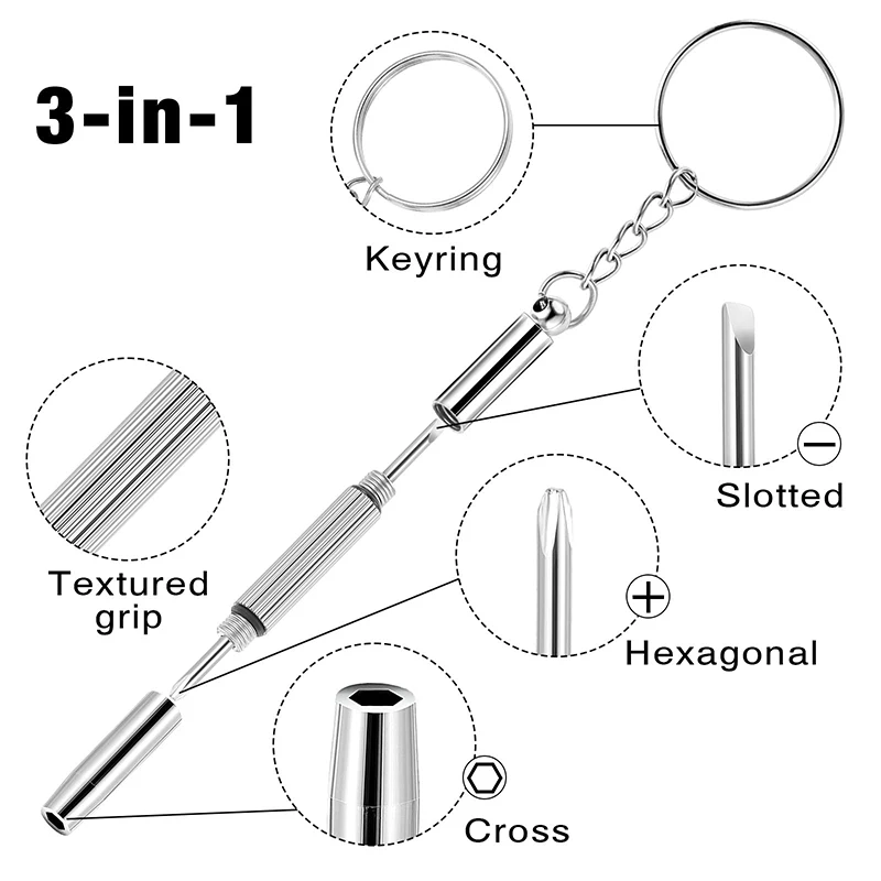 100/200 шт. мини-брелок-отвертка с шлицем Phillips, шестигранная мини-отвертка 3 в 1, брелоки