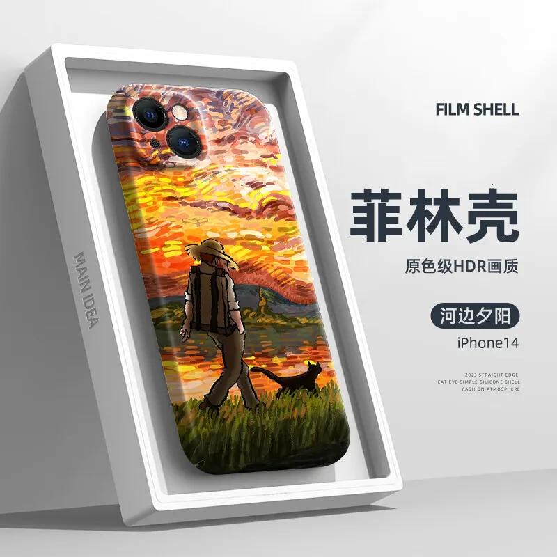 Van-Gogh Outdoors Pattern Phone Case for iPhone 15 11 14 13 12 Pro Max XR X XS 8 7 6 Plus MINI All-Inclusive Side Pattern Cases