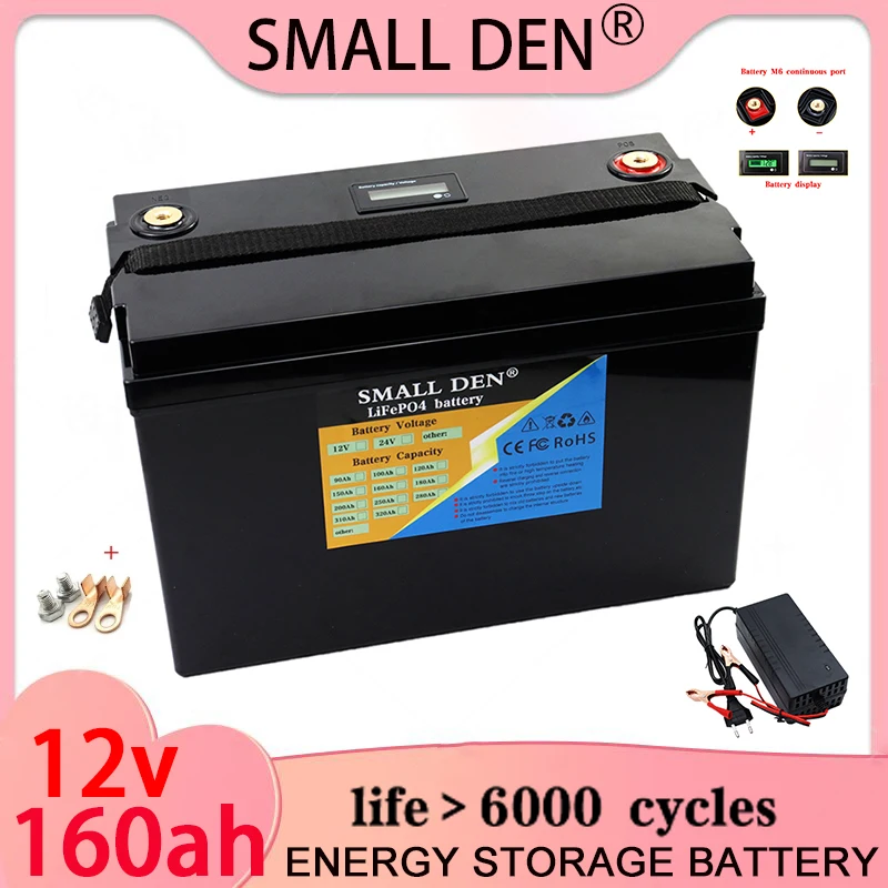 12V 160Ah LiFePO4 battery 12.8V lithium iron phosphate for RV camper golf cart off-road off grid solar wind energy battery