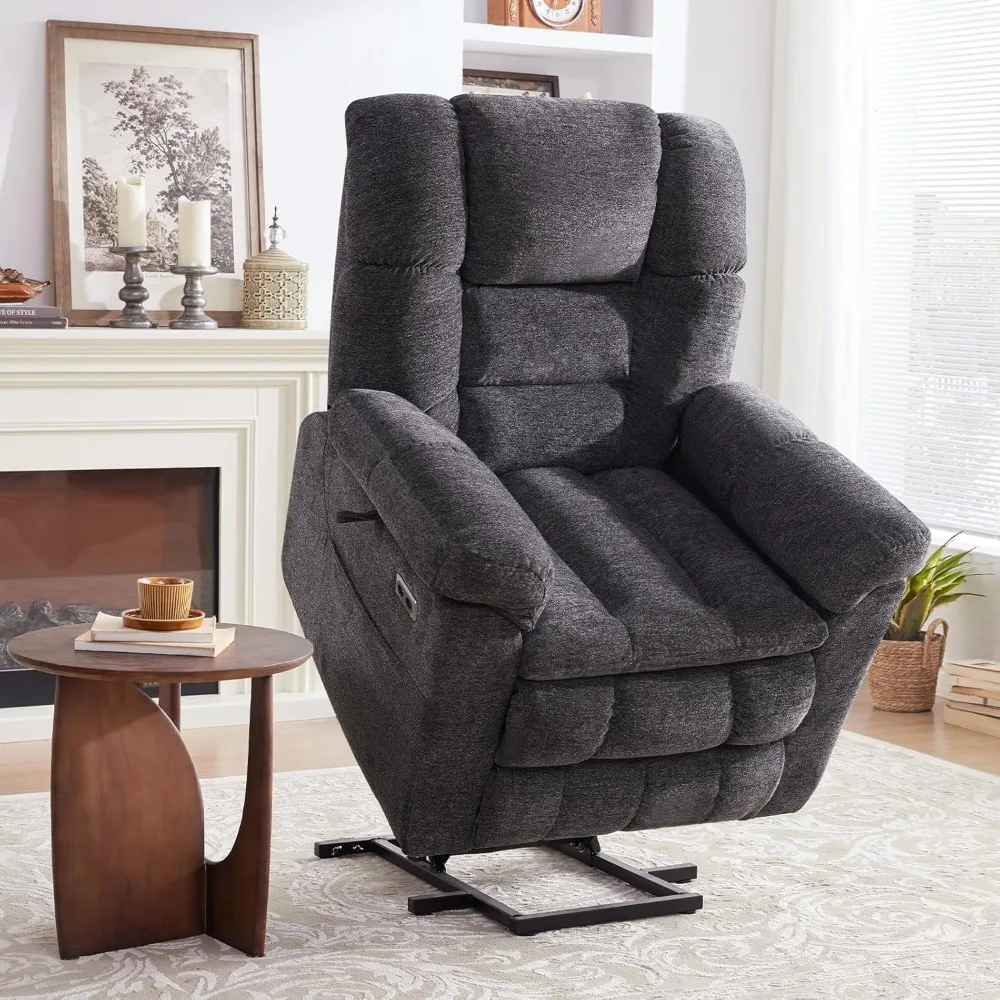 Silla reclinable con elevación eléctrica de triple motor para personas mayores con masaje, doble calor, gravedad cero, función plana, comodidad de posición infinita