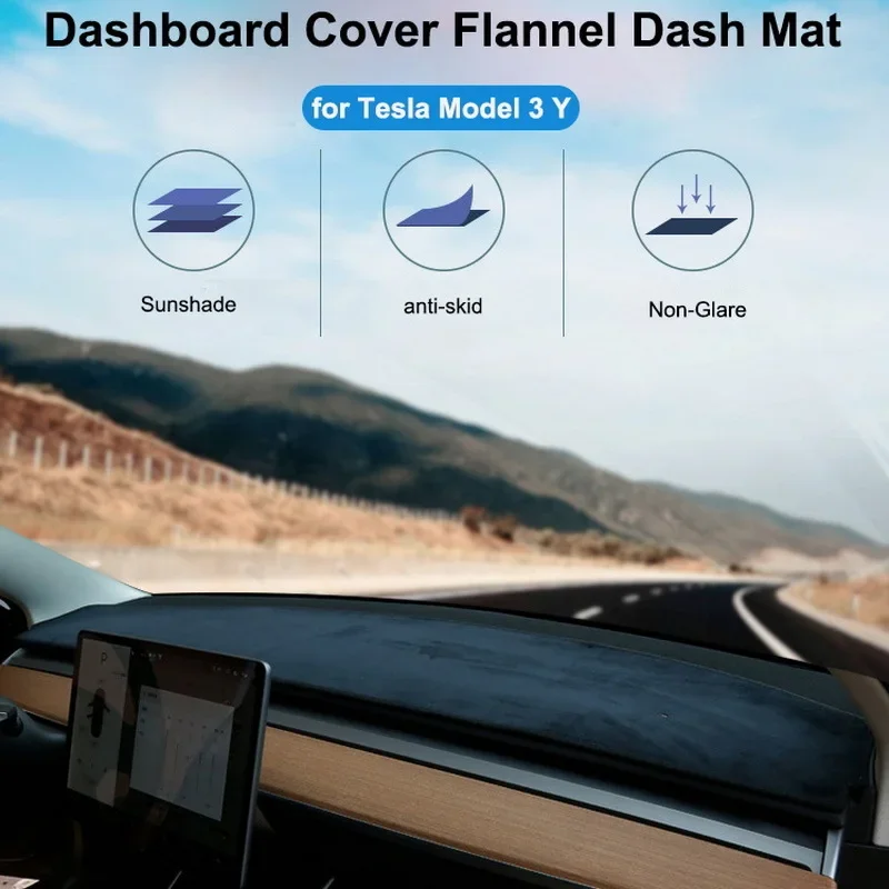 Tesla,サンシェードプロテクター用の冬用ダッシュボードカバー,防塵,滑り止め,カーアクセサリー用,モデル3,y 2017-2023