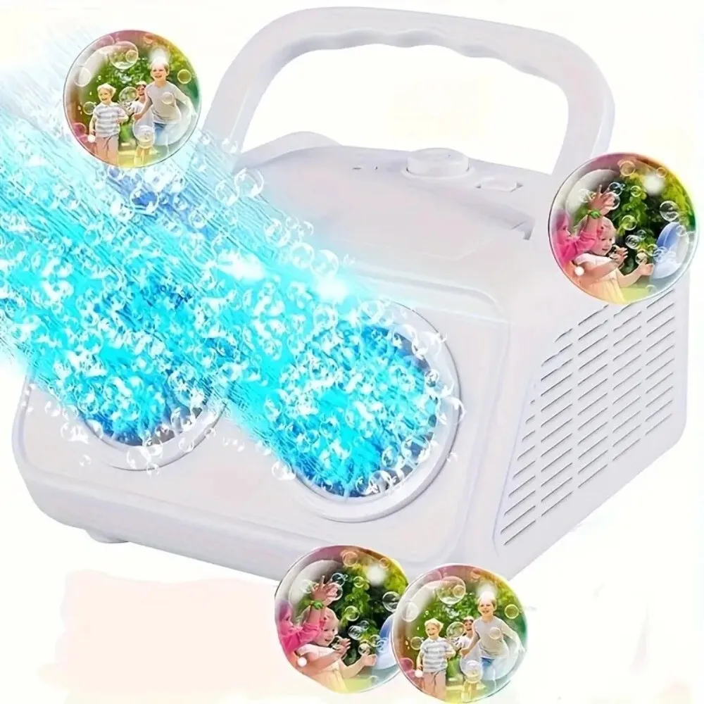 Máquina sopradora de bolhas elétrica portátil, multifuncional, automática, um botão, para festa de casamento, brinquedos infantis, eventos de quintal