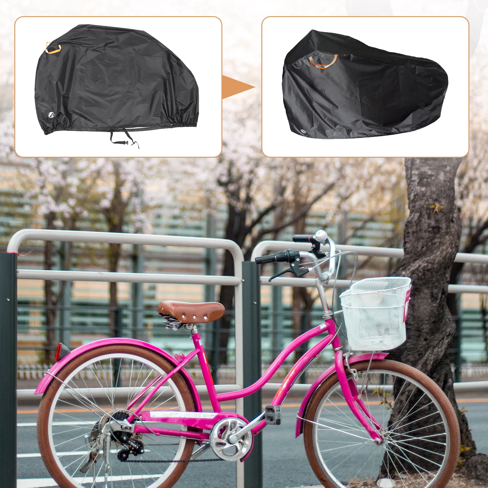 

Outdoor Mountain Bike Cover Waterproof Oxford Cloth Anti-Dust Rain Protection Lock Holes Elastic Buckle Storage Bag Light Weight