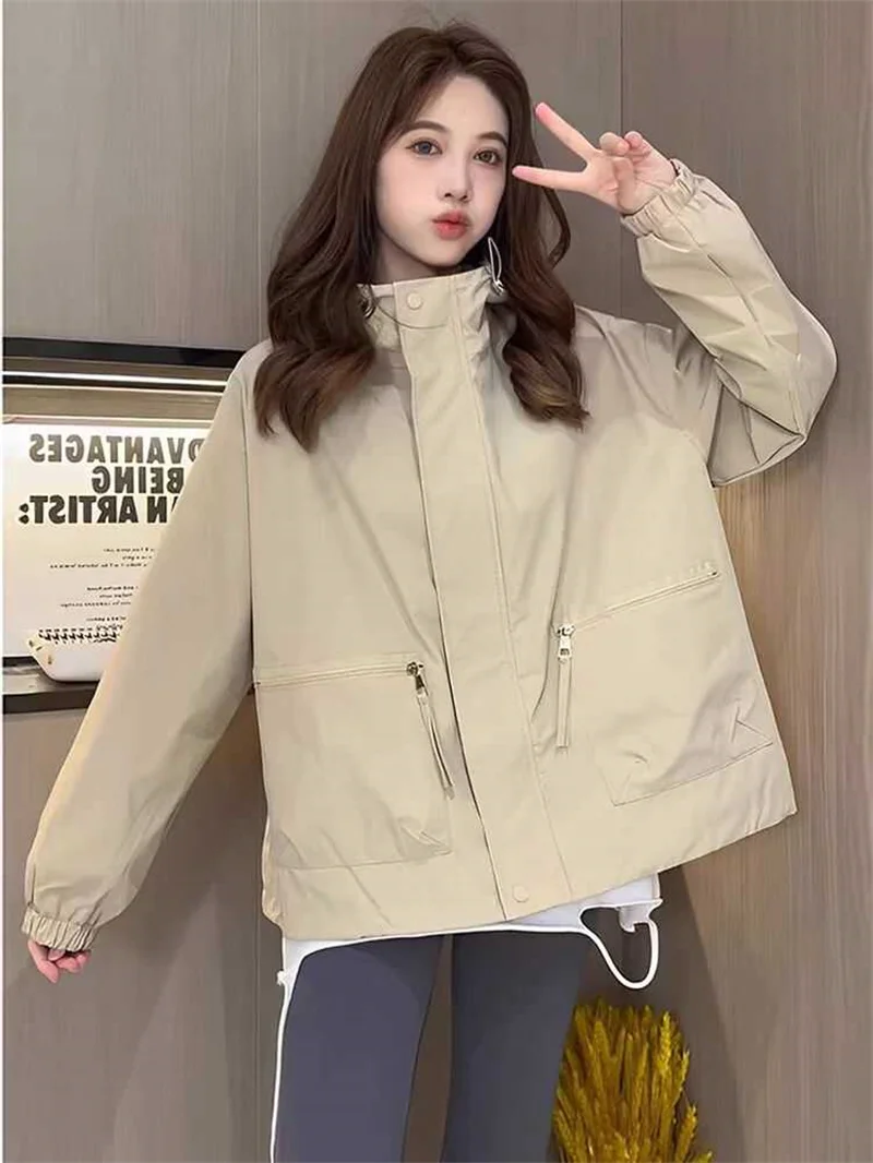 

Workwear Jacket for Women in Spring and Autumn 2024 New Casual Thin Style Assault Suit American Retro Loose Windbreaker Trend WF