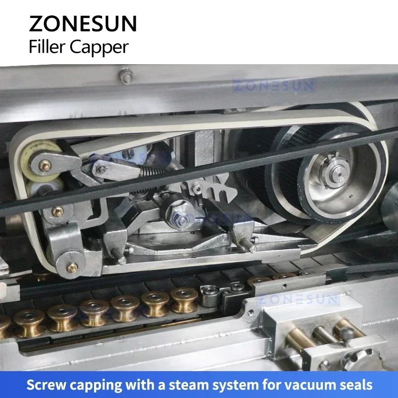 Zonesun enchimento de pistão a vapor, captador a vácuo, frasco de vidro, máquina de enchimento e selagem, economizador de alimentos, selador a vácuo ZS-FAL180B10