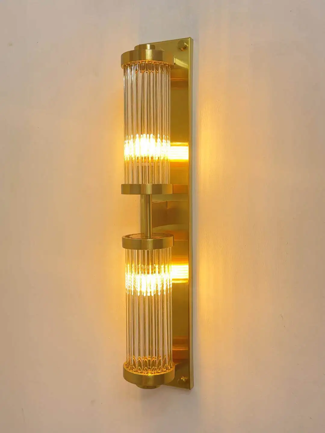 Modern Luxury Vertical Ribbed Glass Wall Sconce  Lamp For Bedroom Living Room Villa Hotel Indoor Home Decor Lighting Fixture