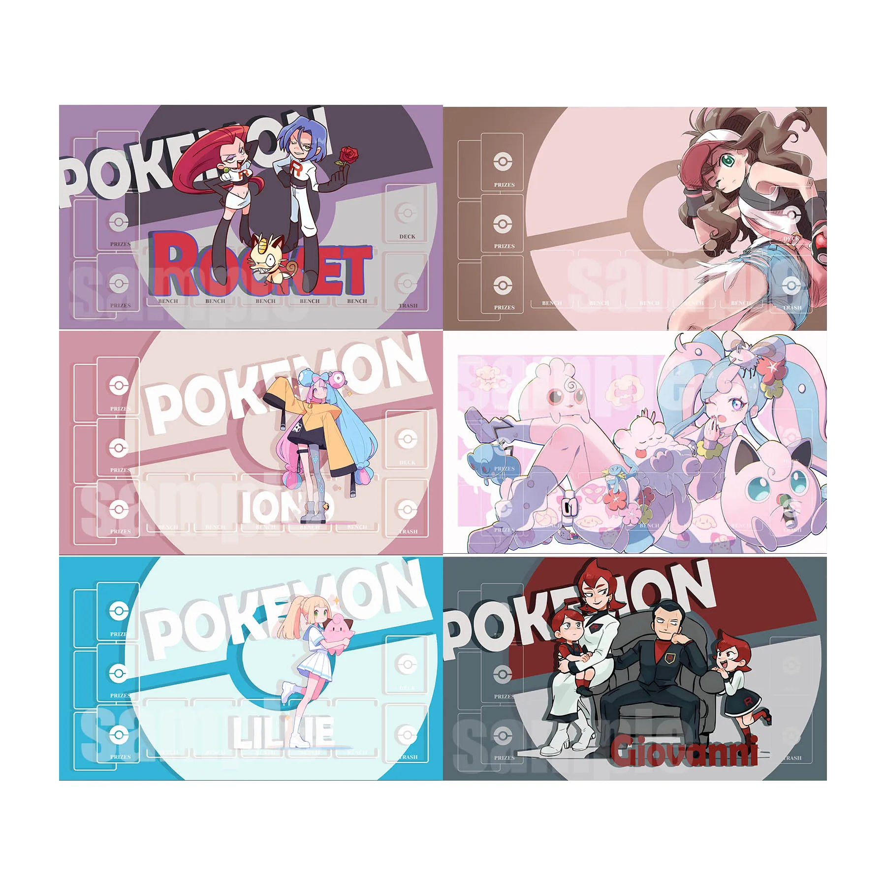 

600X350X2Mm Diy Ptcg Trainer Lillie Giovanni Lono Card Battle Mat Jigglypuff Rocket Team Player Настольная игра Card Battle Card Pad