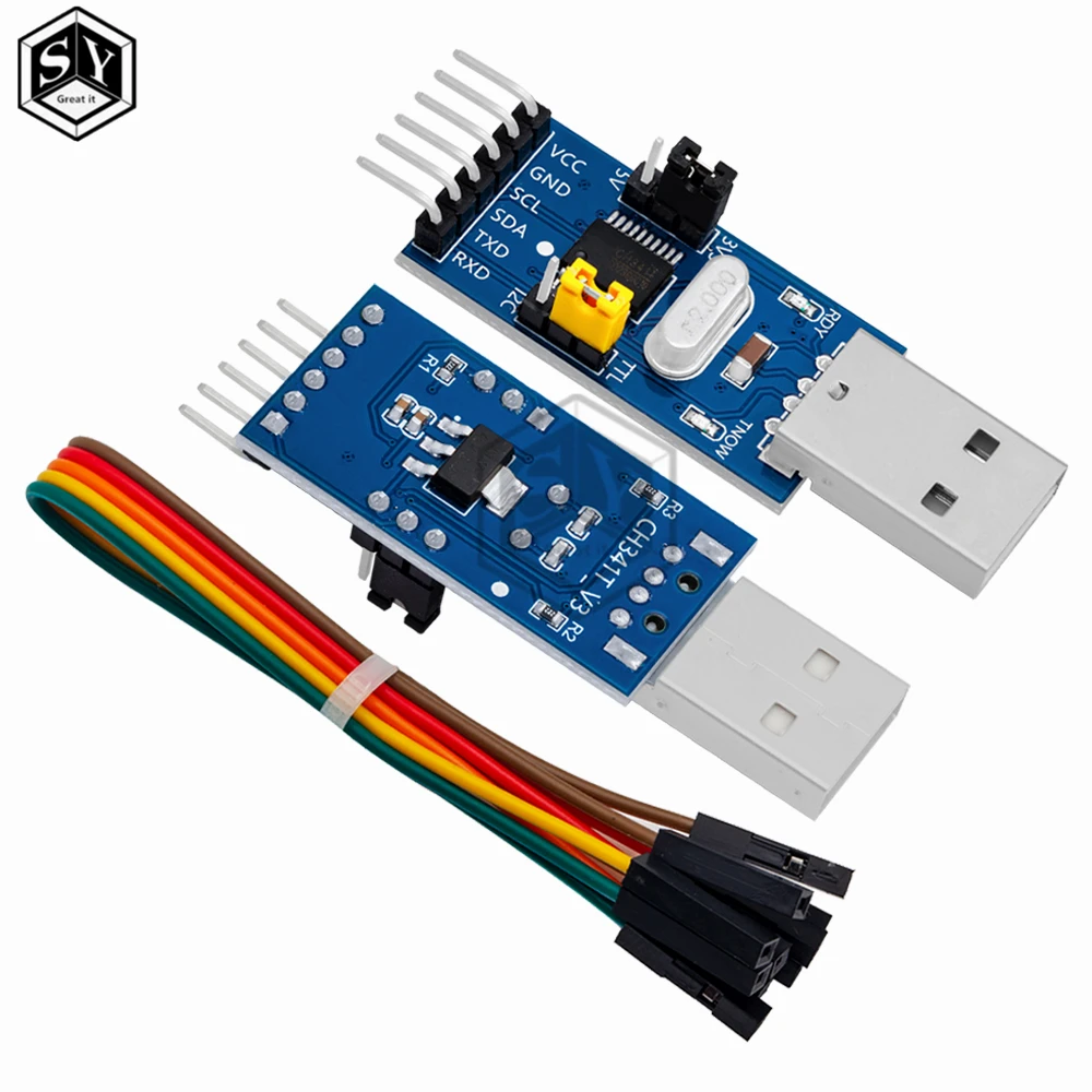Ch341t 2 في 1 وحدة 3.3 فولت 5 فولت usb إلى i2c iic uart usb إلى ttl رقاقة واحدة تنزيل تسلسلي