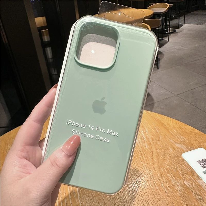 Luxury Original Liquid Silicone Case For Apple iPhone 16 15 14 13 12 Pro Max Shockproof Soft Bumper Full Logo Cover With Box