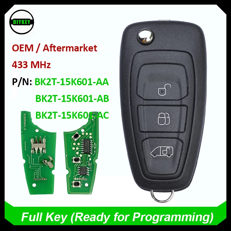 DIYKEY Aftermarket OEM Chiave telecomando 433,92 MHz 63+ chip per Ford Transit Custom 2012-2016 BK2T-15K601-AA/AB/AC A2C 53435329