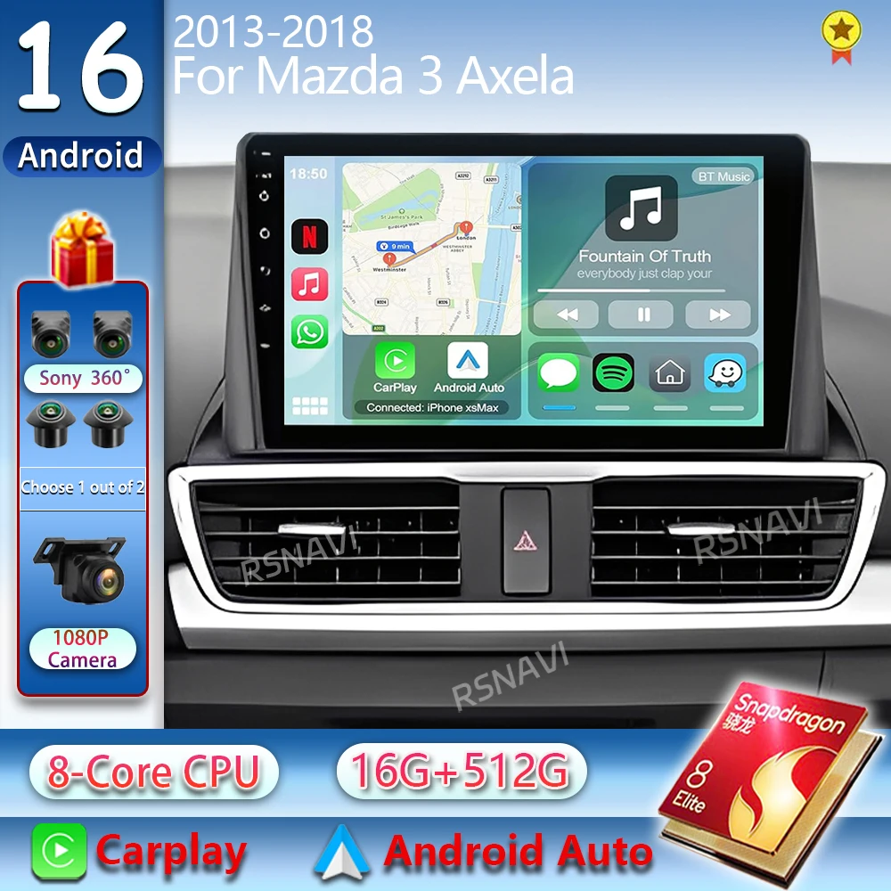 Android 16 Car Radio For Mazda 3 Axela 2013-2018 Carplay Auto Stereo GPS Navigation Multimedia Video Player Autoradio Head Unit