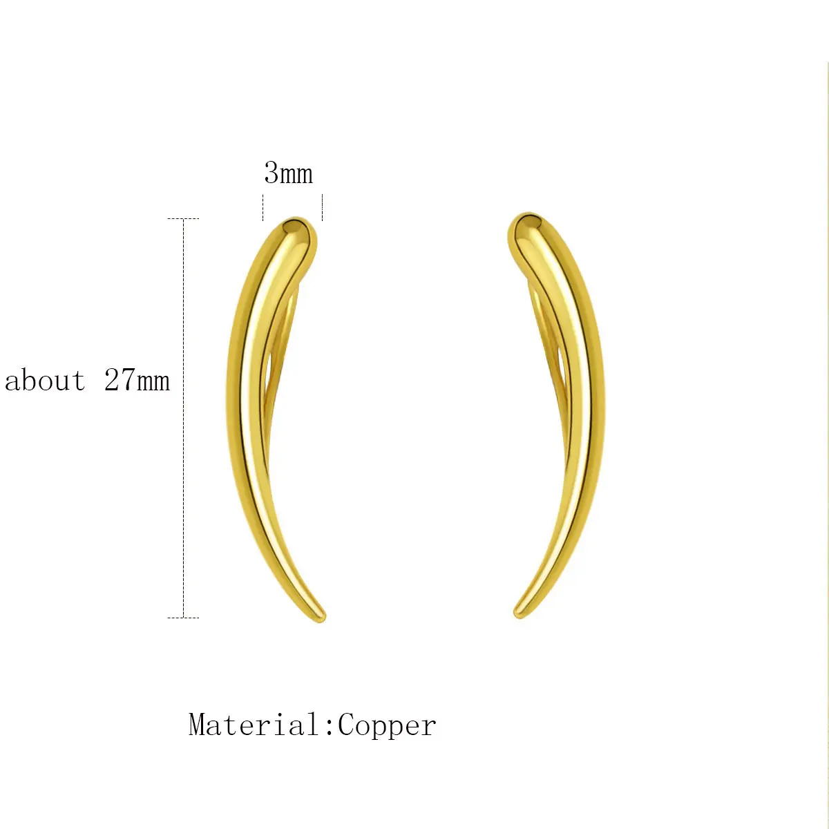 Minimalist Ear Climber Silver Gold Color Ear Cuff Arc Geometry Moon Stud Earrings Curve Ear Crawlers for Women Piercing Jewelry