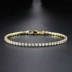 Fashion 2.5mm Zirconia Tennis Bracelet for Women Crystal Charm Designer Tennis Thin Chain Bracelet on Hand Wedding Jewelry KC128