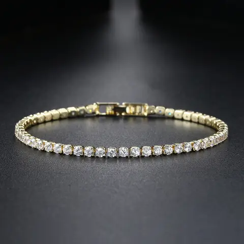 Fashion 2.5mm Zirconia Tennis Bracelet for Women Crystal Charm Designer Tennis Thin Chain Bracelet on Hand Wedding Jewelry KC128