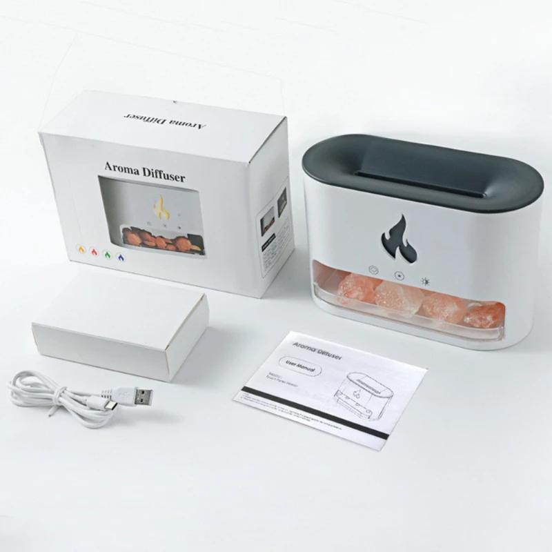 2-in-1 Mini Humidifier & Aromatherapy Diffuser with 250ml Capacity, Himalayan Salt Stone, Adjustable Mist, Color-Changing LED Ni