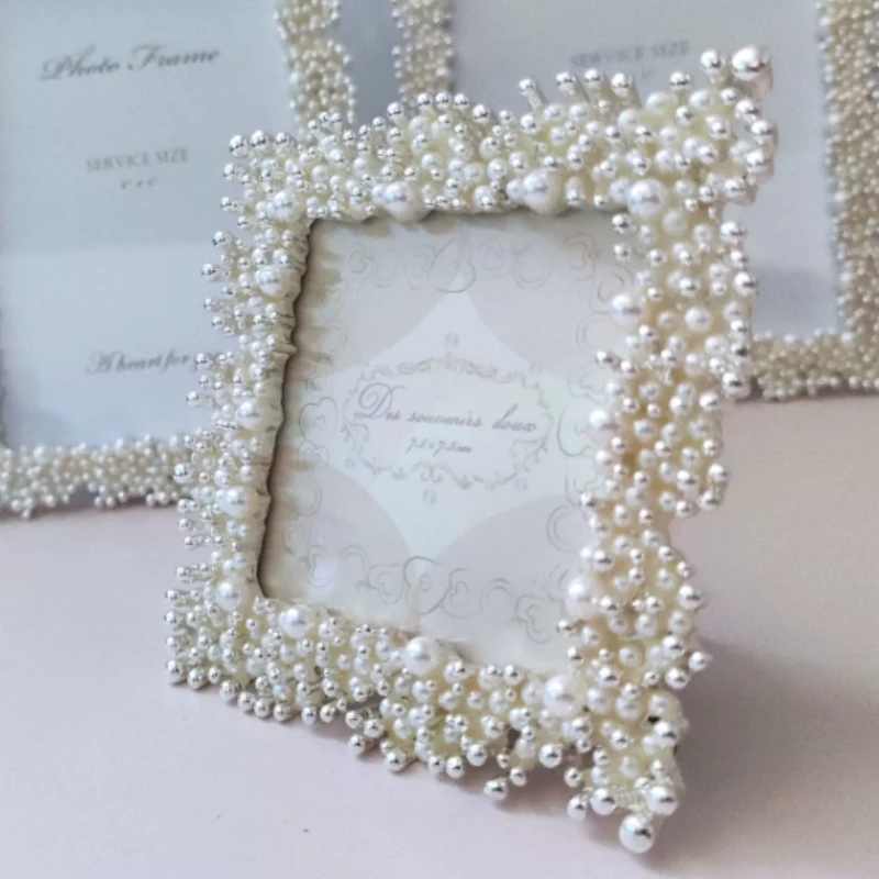 Exquisite Pearl Ball Metal Glass Photo Frame Light Luxury Wedding Photo Gift Home Decoration Decoración Hogar تحف كبيره للمنزل