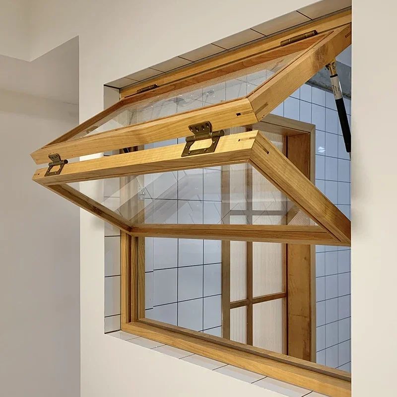 Beauty Customized Indoor Sliding Windows, Left And Right Folding Wooden Windows, Upturned Solid Wooden , Upturned Glass