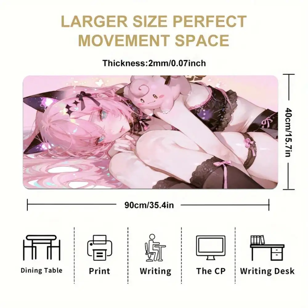 Muismat van natuurlijk rubber, extra grote, vlekbestendige desktoppad, kantoormuis met dichte rand