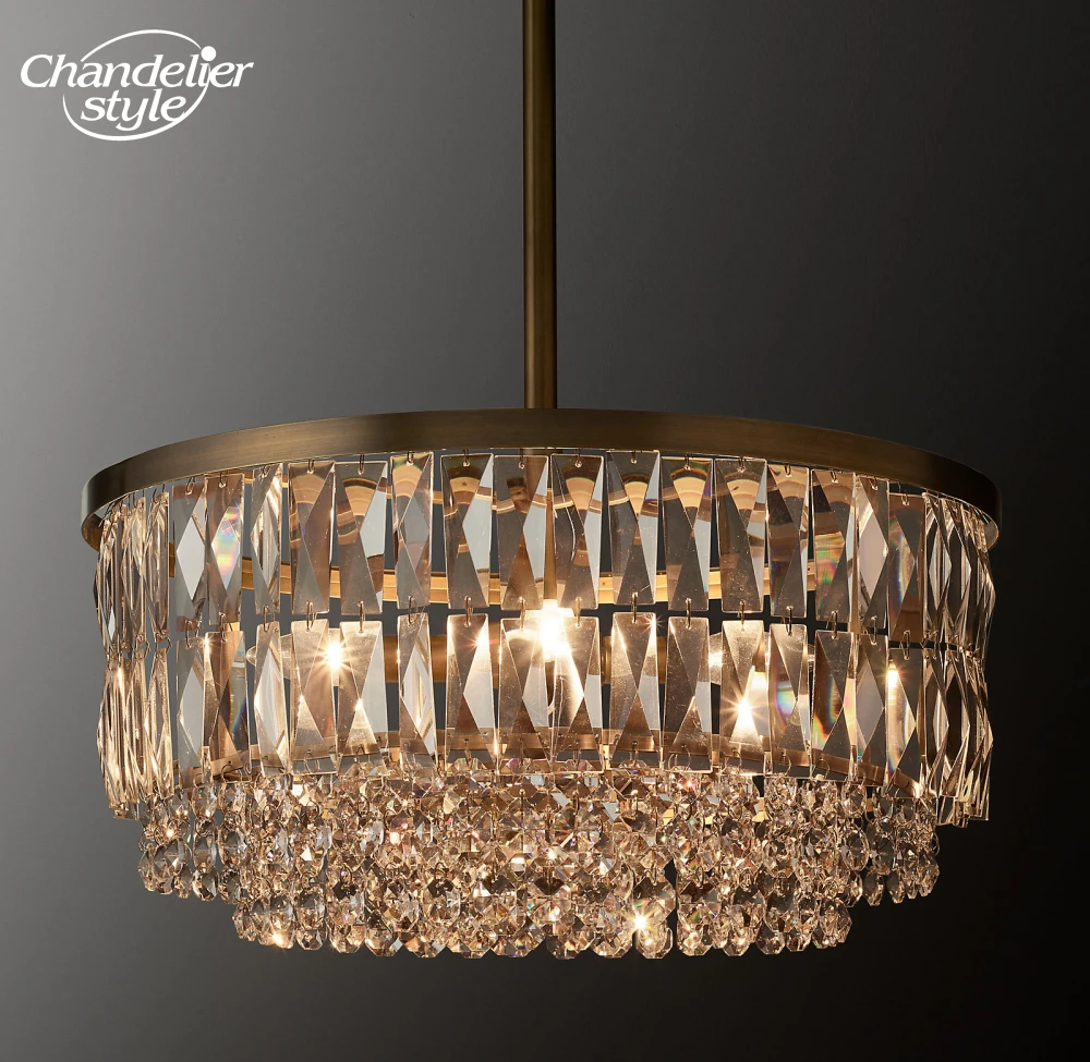 Modern Crystal Chandeliers Round Portia Crystal Large Pendant Lights Fixture Bedroom Living Room Dining Room Hanging Lamps