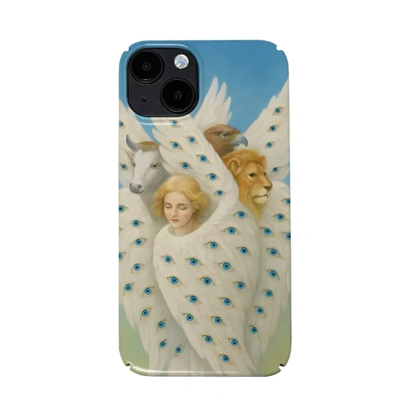 

Ins Korean Feather Eye Art Lion Case for IPHONE 17 16 ProMax 15 14 Plus 13 12 MINI 11 PRO 16Plus XR XS MAX Acrylic Phone Cover