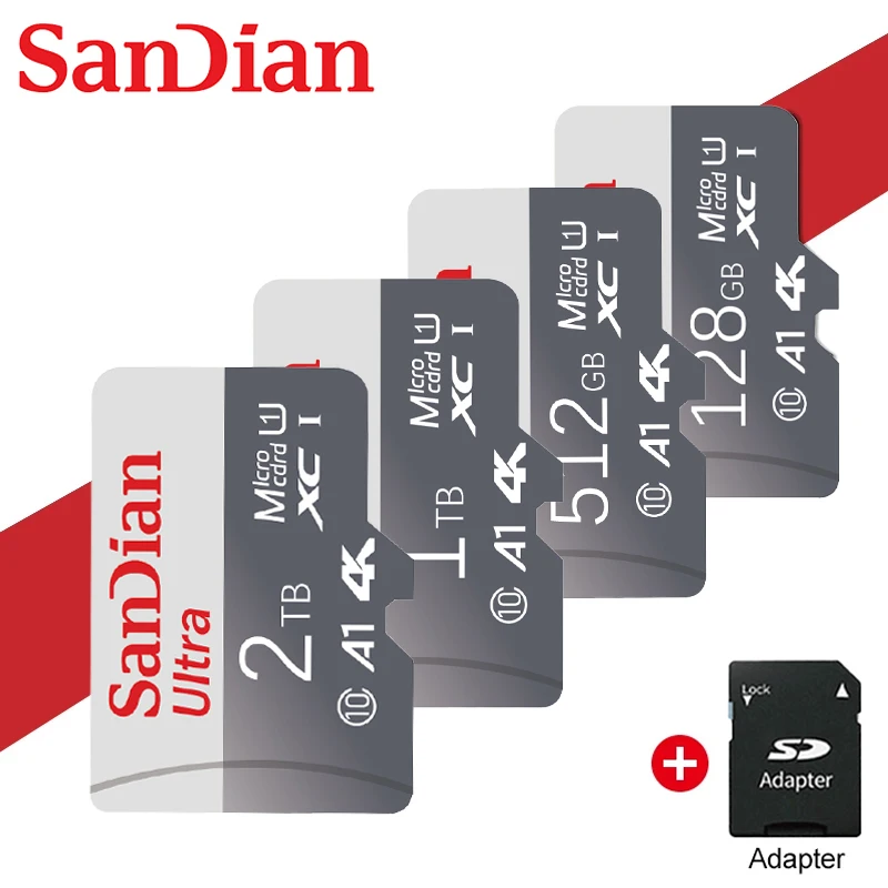 กล้องบันทึกวิดีโอ U3ความเร็วสูงของแท้ Micro TF SD Card 2TB 1TB 512GB 256GB 128GB TF แฟลชการ์ดความจำ