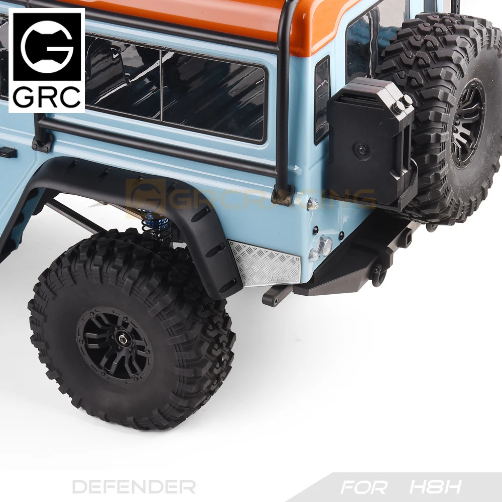 GRC 1/8 สแตนเลสด้านข้างกลับกระโปรงตกแต่ง Checkered แผ่นโลหะแผ่นป้องกันสําหรับ MJX H8H Defender Body # G190FS/FB