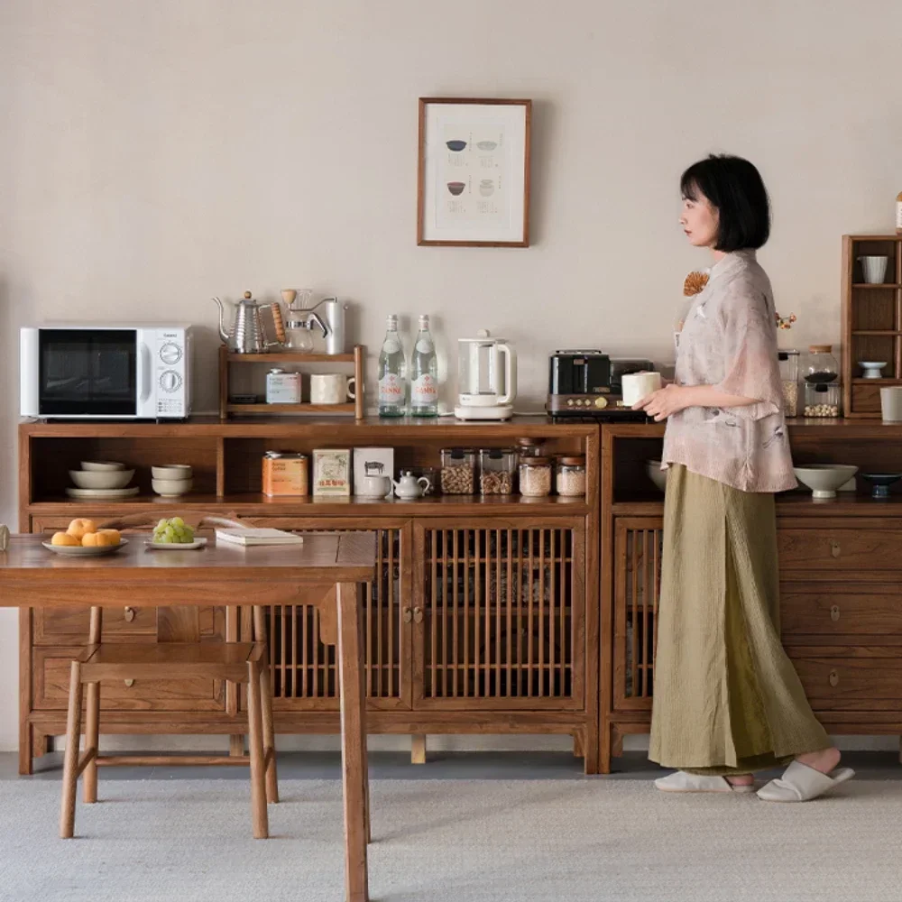 

Sideboard Cabinet Solid Wood Chinese Style Shelf Living Room Wall Solid Wood Tea Cabinet