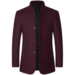 Heren Kasjmier Blazers Pak Jassen Opstaande Kraag Zakelijke Casual Pakken Jassen Man Slim Fit Blazers Jassen Blazers Jassen