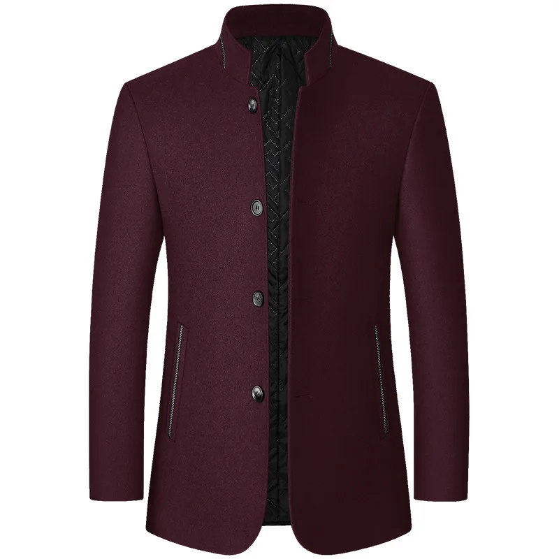 Męskie kaszmirowe marynarki garnitury kurtki stójka biznesowe garnitury codzienne płaszcze męskie Slim Fit marynarki kurtki marynarki płaszcze