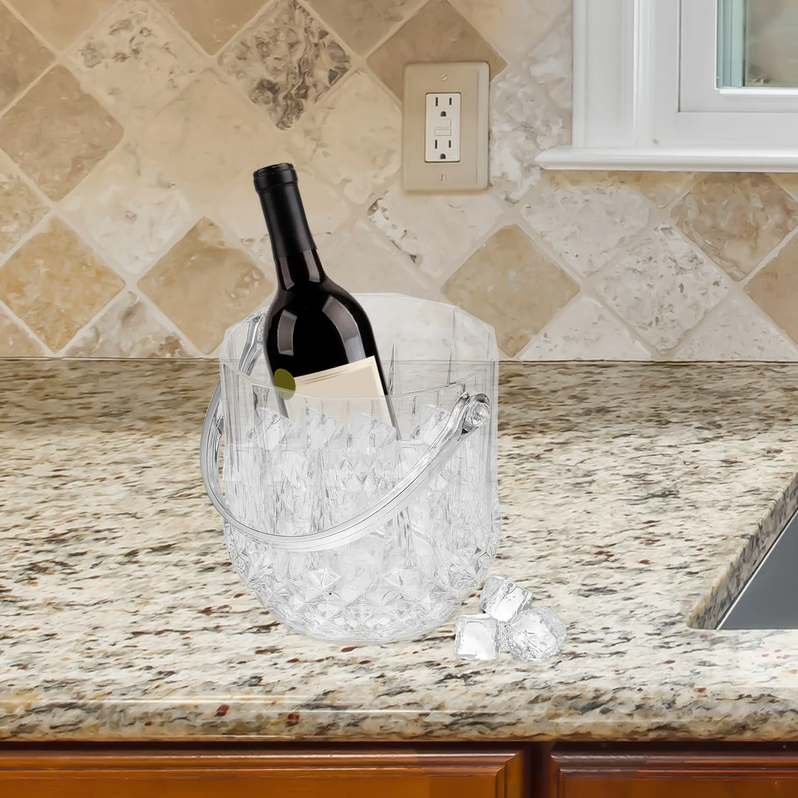 

2pcs Portable Bucket With Ice Clamp Thickened Transparent Storage Barrel For , Multi-Use Ice Container,