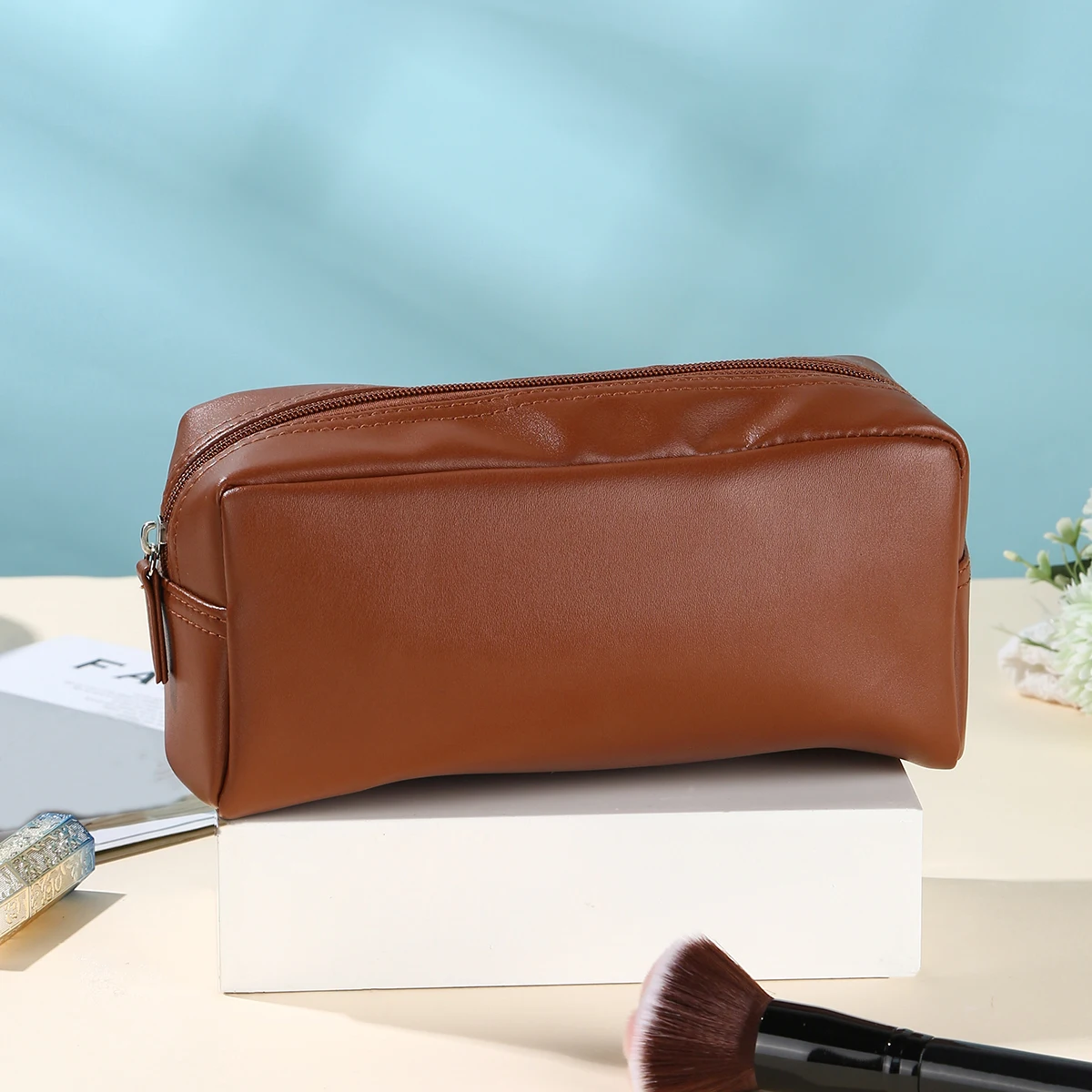 Large Capacity Men PU Leather Travel Cosmetic Bag Zipper Makeup Bags  Travel toiletry bag Cosmetics Organizer Storage Pouch