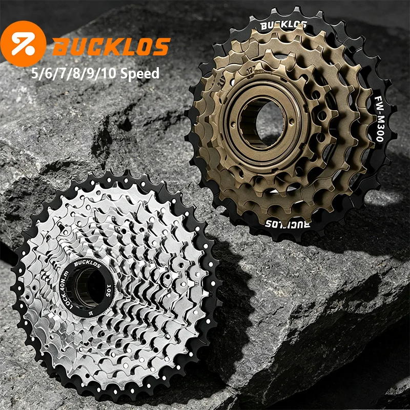 BUCKLOS Bicycle MTB Cassette 5/6/7/8/9/10Speed Folding Bike Freewheel Carbon Steel Threaded Hub Bike Sprocket