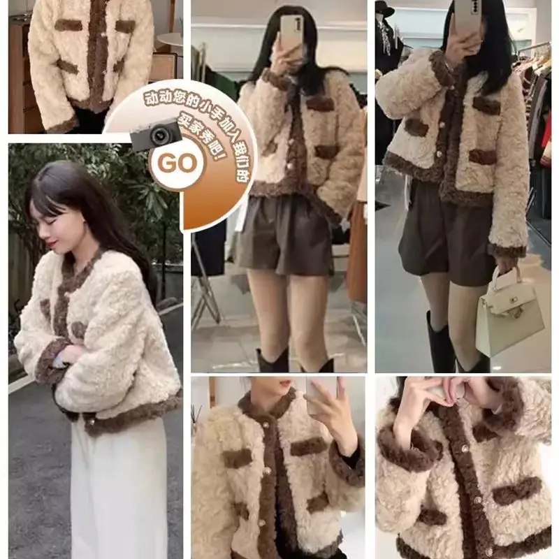 Lamb Plush Jacket for Women in Spring Autumn and Winter 2024 New Popular Items Small Stature Fragrant Style Short fur Thickened