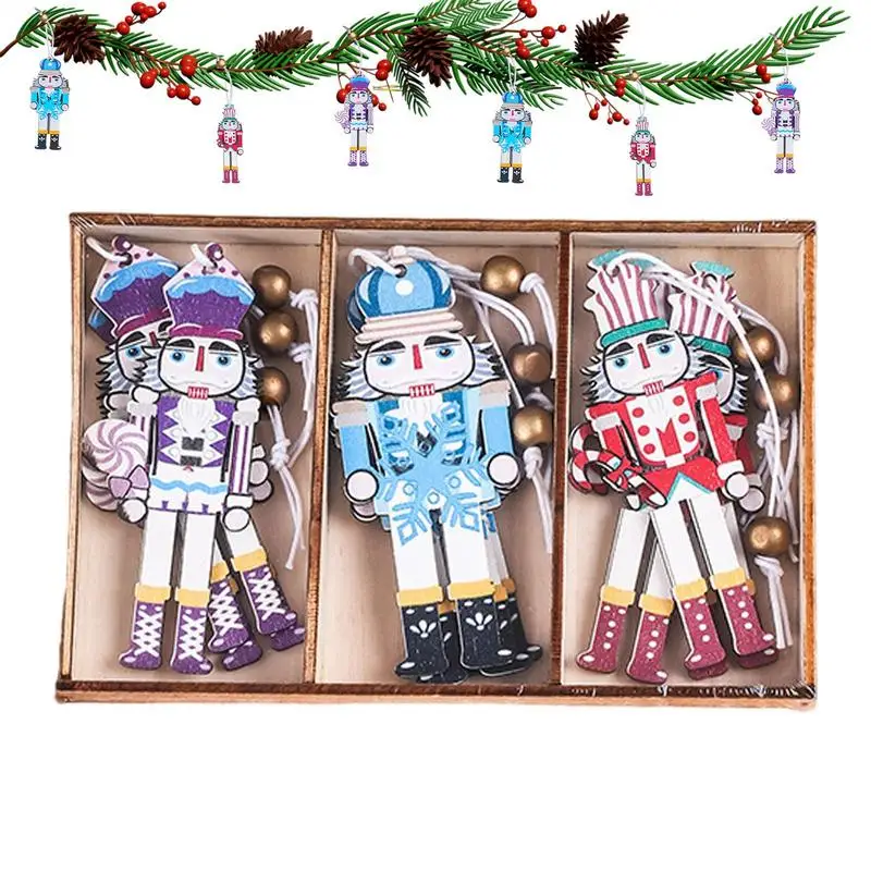 

Wooden Nutcracker Christmas Ornaments Small Soldier Ornament Color Printing Christmas Tree Decoration Accessories For Kids