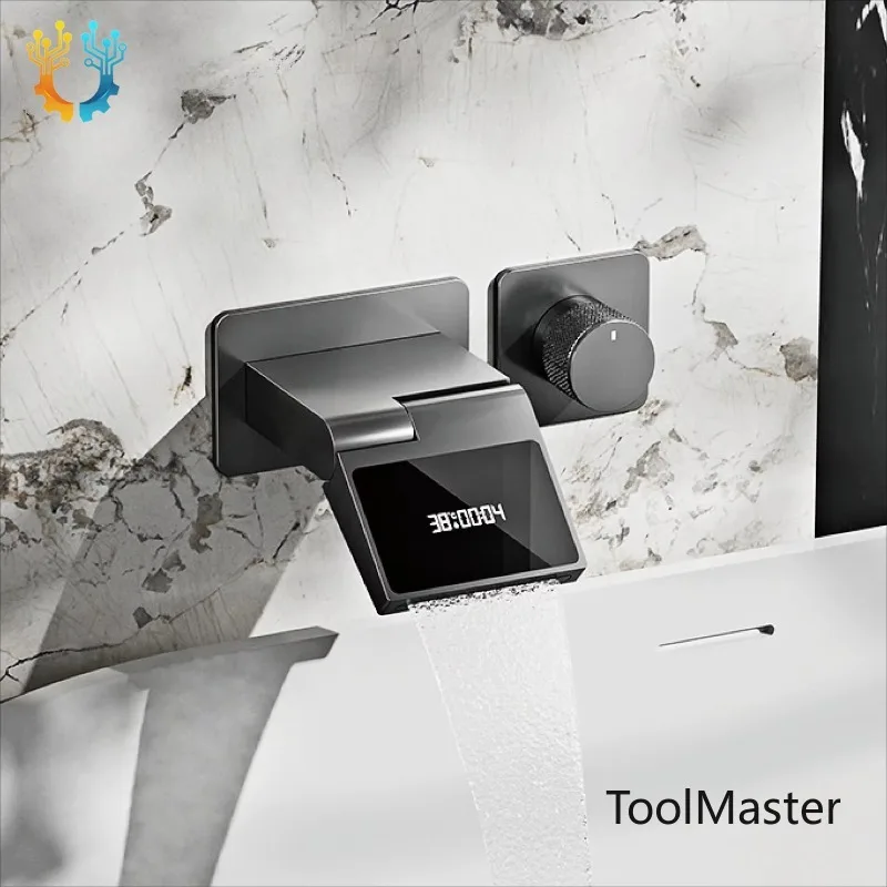 【2026】Intelligent Black Brass Bathroom Faucet With LED Digital Display Design Hidden Single Handle Cold & Hot 2 Control Wash Bas