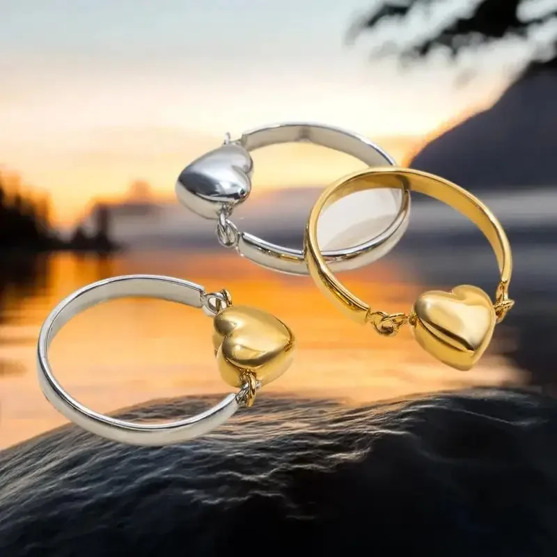 الإبداعية عكسها القلب الدائري للنساء عشاق هدية الفولاذ المقاوم للصدأ للماء فنجر المجوهرات