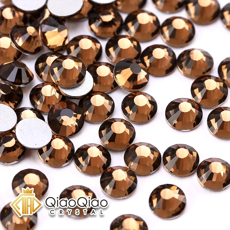 QIAO SS4-SS30 Smoke Topaz Nicht Hotfix Strass für Nagel Flatback Glitzer Kleber auf Kristall Strass Kunst Dekoration