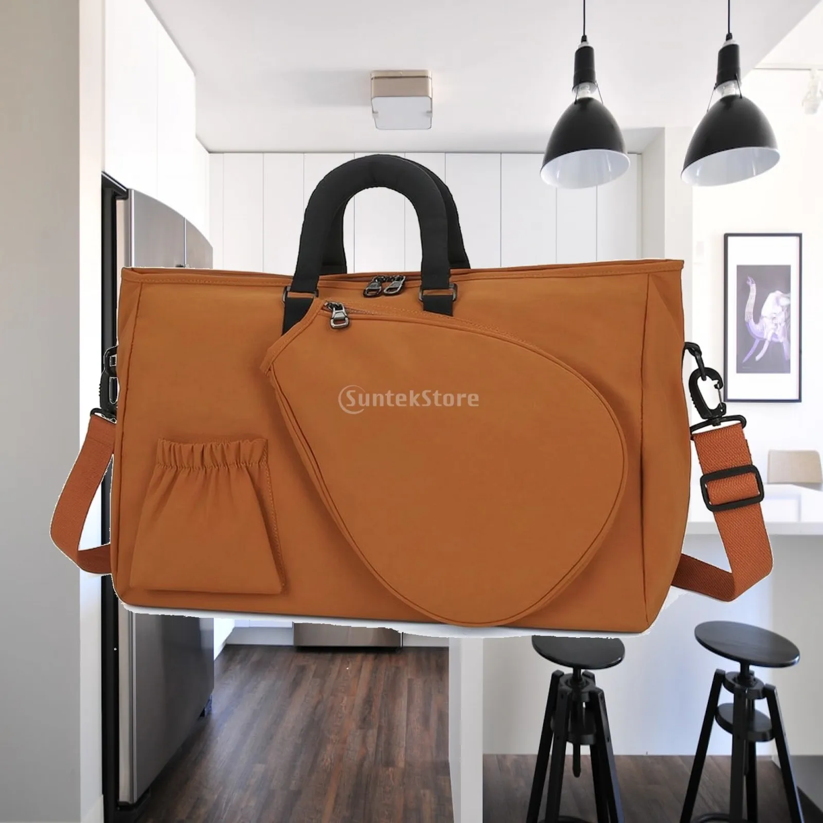 Fluffy Velvet Sports Tote Bag Travel Weekender with Adjustable Crossbody Strap and Elasticized Side Pocket