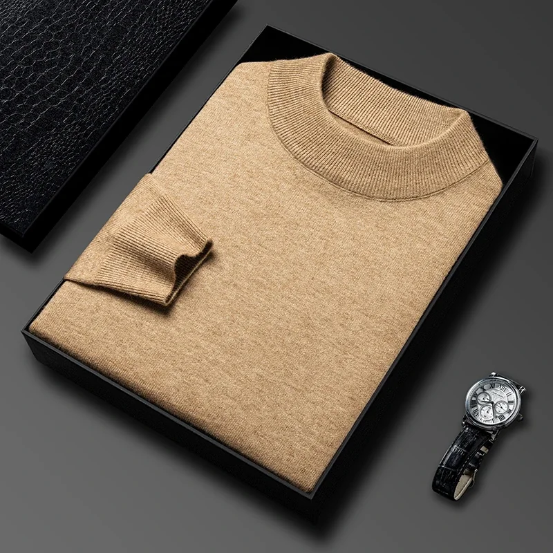 Half Turtleneck Knitwear Sweater New Autumn/Winter Mock Neck Sweatshirts Solid Color Pullovers Man Brand Casual Mens Clothing