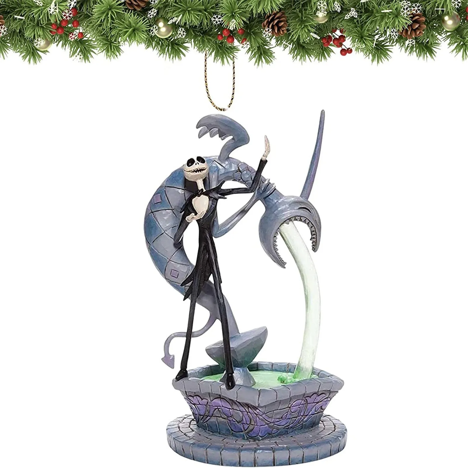 2024 Night-Mare Before Christmas Decorations, 7pcs Acrylic Cute Jack And Sally Christmas Tree Pendants, Flat Christmas Tree