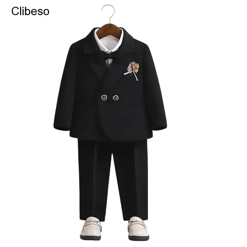 

2024 Clibeso First Birthday Costume for Baby Boys Kids Elegant Classic Tailored Suits For Banquet Children Evening Clothes Sets