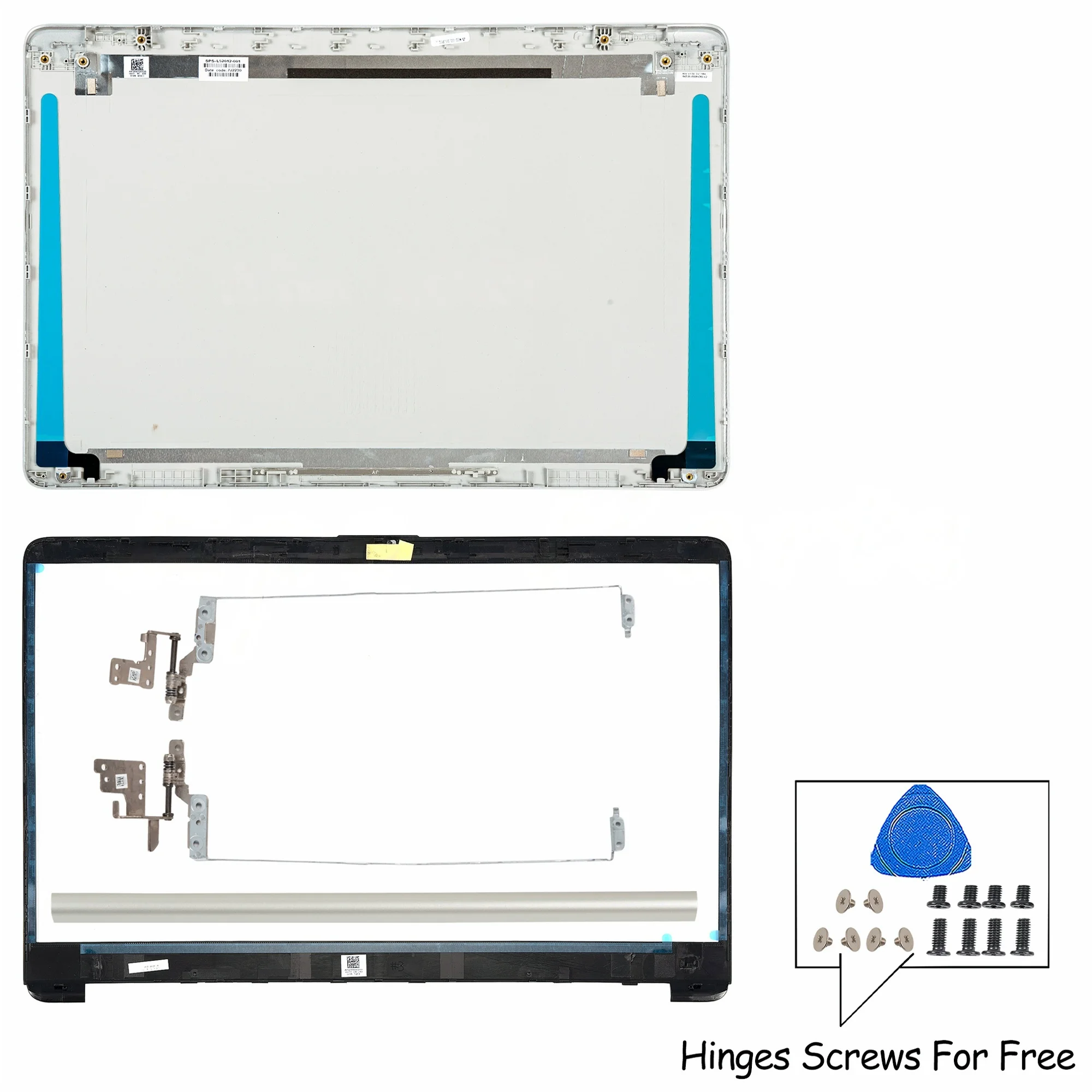 Back Cover+Bezel+Hinges+hingecover For 250 G8 255 G8 15S-DU 15S-DY 15-DW TPN-C139 L94456-001 L52012-001 silver/black 15.6inch