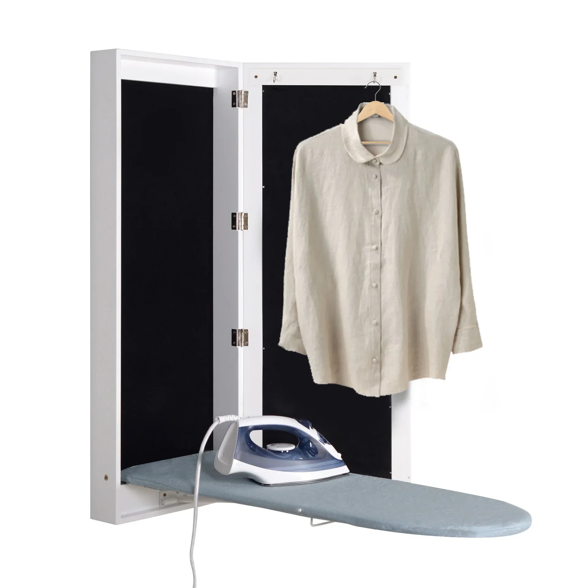 Wall Mounted Ironing Board Cabinet Foldable Ironing Board Pad with Storage Ironing with Mirror Door