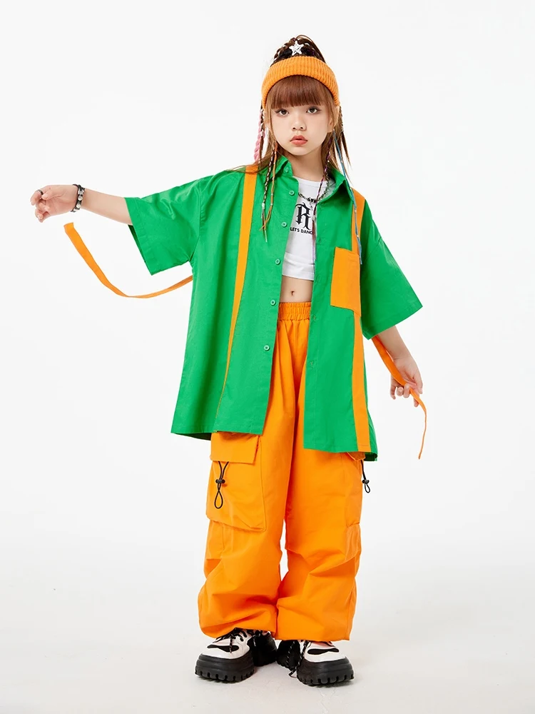 Mode lose Hemd Mantel Mädchen Kleidung Hip Hop Kinder Tanz Kostüm Jungen Street Dance Performance Laufsteg Bühne Kostüm bl6500