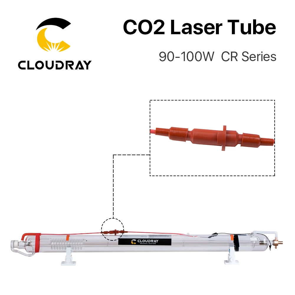 Lampa laserowa CO2 Cloudray 90W CR90, długość 1250mm, średnica 55mm/80mm, ulepszona metalowa głowica, szklana rura do lasera CO2. — zdjęcie 7