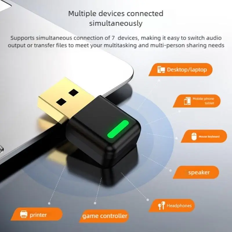 

USB-адаптер BT6.0 для настольных ПК. Сильное проникновение сигнала. Подключение 7 устройств одновременно. F19C.