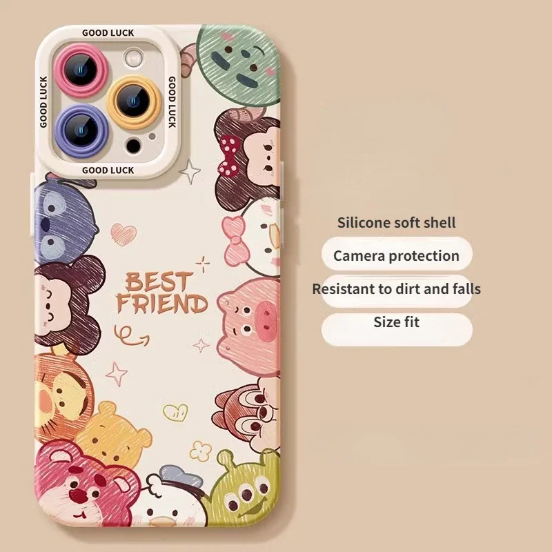 Disney Anime Merchandise Toy Story Mickey Phone Case Matte Silicone High-end Feel Suitable for IPhone 16 Promax Niche Anti Drop