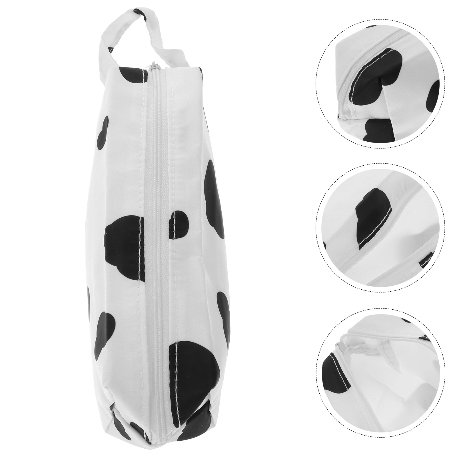 

Large Case Zipper Adorable Cow Print Case Nylon Pouch Portable Pen For Girls Kids Students Stationery With Handle Pencil