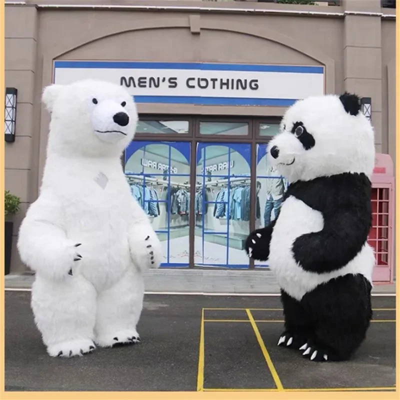 Costume de mascotte d'ours polaire gonflable à l'air personnalisé, costume d'animal blanc, publicité, mariage, 2024