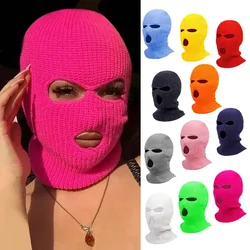 Motocicleta Windproof Full Face Knit Chapéus, máscara de esqui personalizada para homens Balaclava lã quente, chapéus de inverno bordados, malha 3 buracos